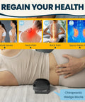 Built Tough Pelvic Sacral SOT Blocks And Plush Memory Foam Comfort For Professional Chiropractic Wedge Adjustment Tools Used In Spinal Alignment And Therapy Setups That Knock Chronic Pain Out Of Sight, shown during therapy session.
