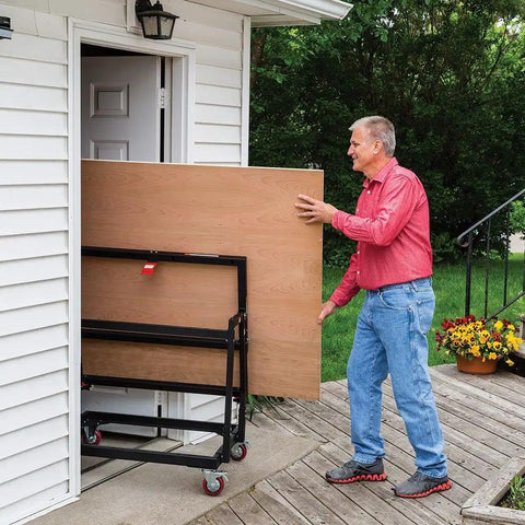 Material Mate Panel Cart and Saw Stand Mobile Base With 4 Inch Casters For Easy Roll Mobility Rolling 4x8 Sheets Like Plywood and Drywall To Your Table Saw Mobile Woodworking Workbench With A Rigid Steel Frame