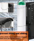 Beefy Heavy Duty Rolling Welder Cart With 360 Swivel Wheels showing cylinder secured with chains to prevent tilting