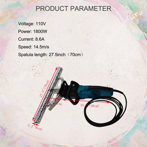 Heavy Duty 27 Point Five Inch Electric Foam Planer Saw For Lopping Overbuilt Spray Foams And Smoothing Out Stubborn Polyurethane Walls With Fast Twisting Blades For A Snappy Clean Sweep, showing product specs.