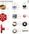 Outdoor Faucet Repair Kit with Anti Siphon Frostproof Valve and Vacuum Breaker for VACVBKX1B, dimensions of components shown
