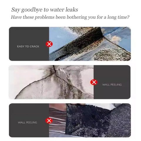 Tough As Nails Waterproof Roof Repair Tape, showing examples of water damage and peeling, highlighting leak issues for repair.