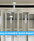 Installed Six Piece BiFold Door Top Roller Guide Wheel And Top Pivot Spring Loaded Bifold Door Hardware Repair Kit on closet