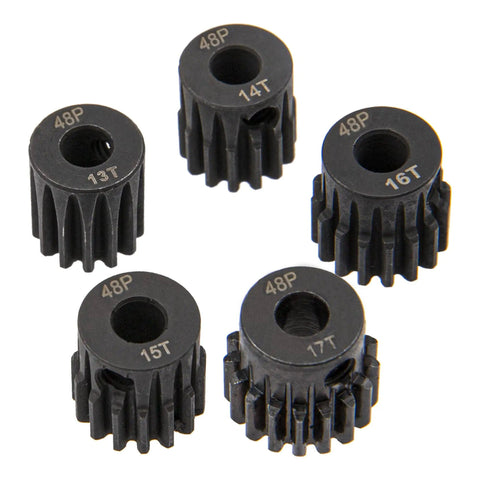 Beefy 48P Pinion Gear Set Five Pack For 1 By 10 RC Cars With 3.175mm Shaft 13T 14T 15T 16T 17T Hardened Steel Fits Arrma HPI Kyosho