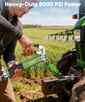 J-KU grease gun, 14 oz manual pistol-grip, green/black with flexible hose, 8000 PSI, for tractor use.