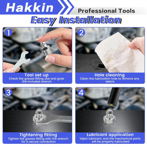 Pro Grade Stainless Steel Grease Zerk Fittings Kit 73 Piece M6 M8 Metric Set Easy Installation Steps Instruction