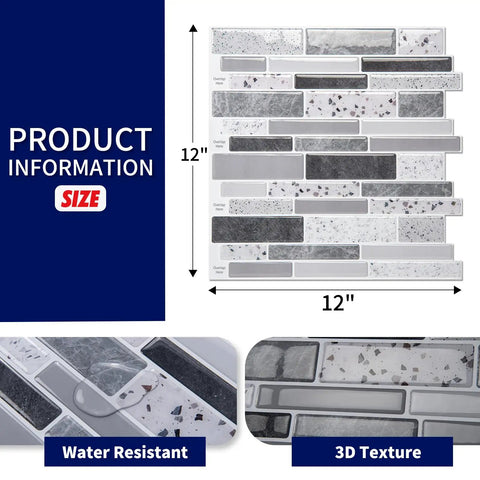 Peel And Stick Backsplash Tiles 12x12 Brown Stone Design 10 Sheets Waterproof And Heat Resistant Kitchen Wall Tile Stickers detail