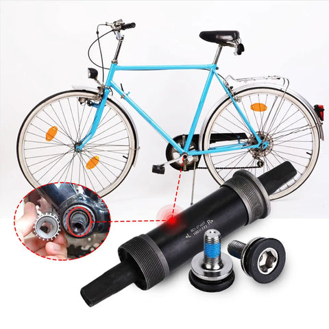 Stainless Steel Fat Bike Bottom Bracket Square Taper For BSA shown with bike, fits 80x142mm to 100x177mm frames and 34.798mm cups.