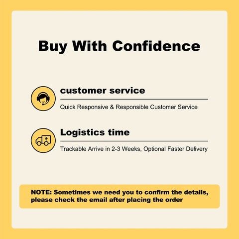 Informative text on customer service and logistics time for a product purchase, highlighting responsive service and delivery options.
