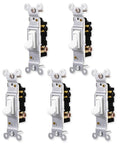 Grounding Toggle Switch 5 Pack White Single Pole In Wall On Off Replacement For Lights And Fans 15 Amp UL Listed
