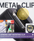 Close-up of Two Pack Heavy Duty Handheld Speaker Microphone For Radios showing 360° rotating metal clip on durable ABS shell.