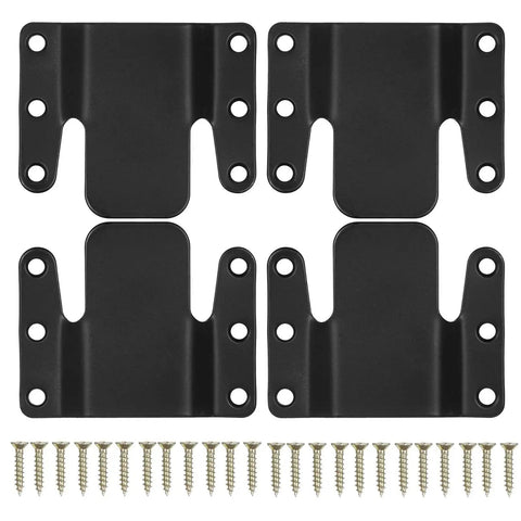 Straight Shooter Sectional Couch Connectors For Modular Sofa Setup Slick Universal Fit Heavy Duty Furniture Clips, pack of 4 black clips with screws.