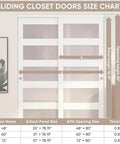 Sliding Closet Door 60 Inch Wide Double 31 Inch Panels By 80 Inch High Frosted Glass Bypass No Fuss Hardware Kit size chart