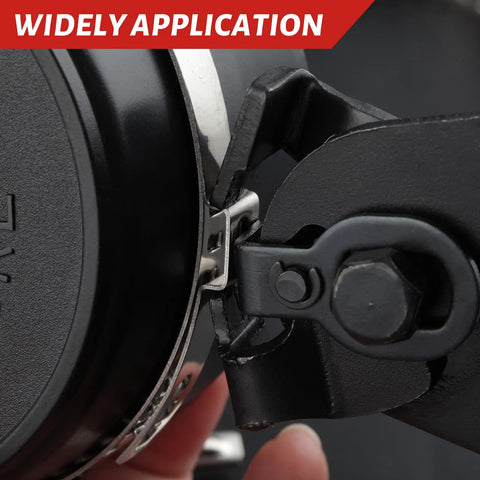 SPEEDWOX CV boot clamp pliers kit with stainless steel bands; close-up of tool securing a CV boot clamp.