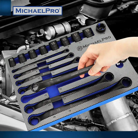Hand picking tool from 18 Piece Bolt Extractor Wrench And Socket Set For Tackling Tough Bolts With 45 Degree Offset Wrenches
