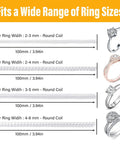 All In One Ring Sizer Kit With Belt And 12 Ring Size Guards For Loose Rings, Invisible Guards And Spacer Tightener chart