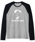 Dope Paragliding Dinosaur Paramotor Saurus Raglan Baseball Tee For Men And Women Unisex Black Lightweight Classic Fit
