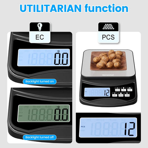 Digital Kitchen Scale With Large Easy Read Display For Baking And Meal Prep, Precise 11lb/5kg Capacity In Grams And Ounces, Tare Function, USB Rechargeable Battery, Batteries Included, Sleek Modern Design For Everyday Kitchen Use