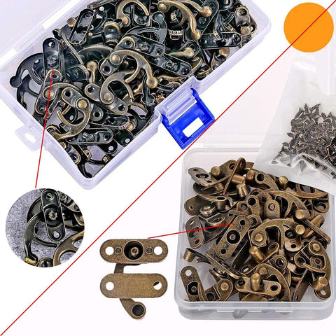 20 Pieces Jewelry Box Latches Set Thickened Solid Bronze Tone Antique Style Box Latch With Zinc Alloy Construction Includes 80 Replacement Screws Right Latch Buckle For Secure Elegant Storage
