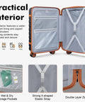 Interior and features of Velaybor Lightweight 3 Piece Luggage Set With Spinner Wheels showcasing compartments and zippers.