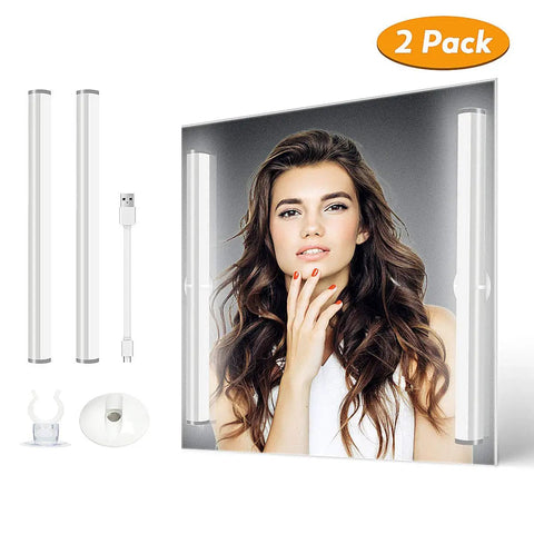 Portable Rechargeable LED Vanity Lights With Touch Control And Three Brightness Levels For Makeup, Bathroom Or Dressing Room, mirror setup