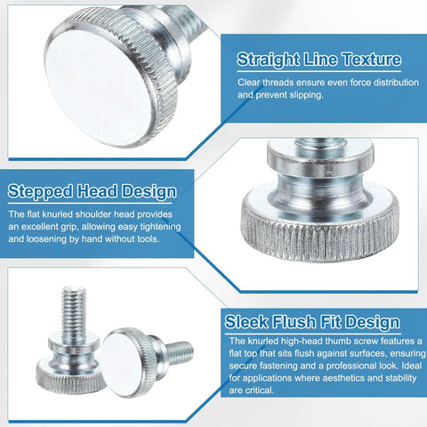 Heavy Hitter M8 X 16mm Knurled Thumb Screws displaying stepped head and straight line texture for secure fastening.
