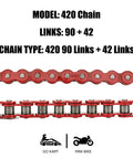 40T Sprocket 420 Chain Kit For Coleman And Predator Mini Bikes Includes 42 And 90 Link Chains Rear Chain Replacement For CT200U