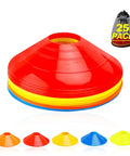 Set Of 25 Multicolor Agility Cones With Carry Bag for indoor and outdoor training, shown in stack with vivid colors.