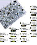 570 Piece Aluminum Rivet Assortment Kit, 15 Sizes, Silver Pop Rivets in labeled compartments for DIY projects