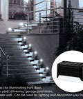 36 Pack Solar Deck Lights Outdoor Step Lights Wireless Waterproof LED Stair Lights for Pool Garden Fence Wall Patio Yard Porch White No Wires, Easy Install, illuminating stairs