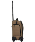 Side view of Underseat 17 Inch Spinner Carry On Luggage With USB Charging Port For Air Travel Mocha Color 4 Wheel Spinner