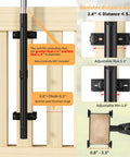 Diagram showing heavy duty patio umbrella holder for deck railings, highlighting adjustable windproof base and mounting brackets.