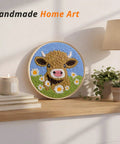 No Fuss Easy Starter Punch Needle Kit for Adults With Highland Cow Design Includes Two Pre Printed Fabrics Embroidery Hoop Threads