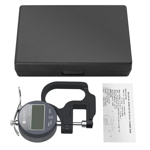Digital Thickness Gauge For Leather Paper Fabric And Film With 0.0005 Inch Resolution And 0 To 0.5 Inch Range One Hand Operation