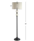 60 Inch Oil Rubbed Bronze Mercury Glass LED Floor Lamp With Grey Linen Drum Shade Classic Tall Standing Lamp For Living Room Foot Switch LED Bulb Included ETL Listed