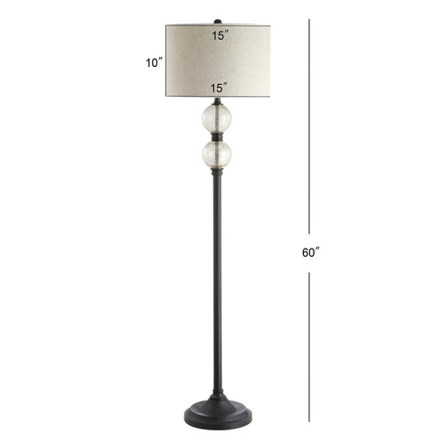 60 Inch Oil Rubbed Bronze Mercury Glass LED Floor Lamp With Grey Linen Drum Shade Classic Tall Standing Lamp For Living Room Foot Switch LED Bulb Included ETL Listed