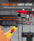Badass 550 Pound Electric Hoist Crane Featuring Dead Simple Dual Remotes For No Sweat Lifting, showing 14ft remote control handle.