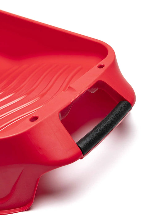 Close-up of Deep Well Paint Tray With Gallon Capacity, Dual Handles, Magnetic Brush Holder showing handle detail