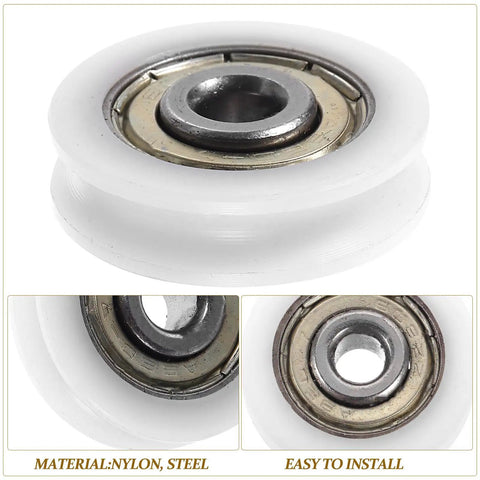 Smooth 1.5 Inch Small Ball Bearing Rollers With Deep Groove Steel Design For Skateboard Wheels And Industrial Machinery Gear, Featuring Durable Nylon Construction For Long Lasting Performance And Quick Setup Jobs, showing white nylon roller with steel bearing.