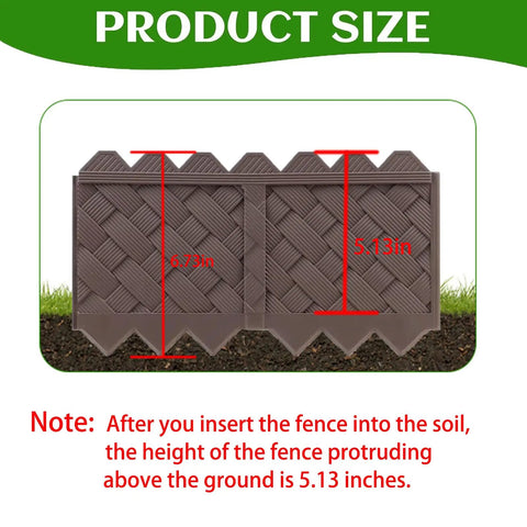 Interlocking No Dig Garden Edging Border Kit with 5.13 inch protrusion, brown weaving style, for lawns and flower beds.