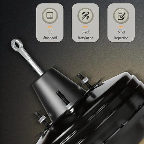 Rock Solid Vacuum Power Brake Booster Fitting For Dodge Nitro 2007 To 2011 Jeep Liberty 2008 To 2012 Wrangler 2007 To 2010 close-up of mounting studs and diaphragm.