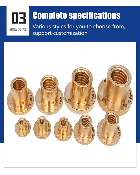 High Precision Ball Screw Kit For 3D Printers In 304 Stainless Steel With T8 T10 T12 Lead Screw And T Shaped Nut variety of copper nuts