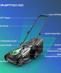 18 Inch 40V Cordless Lawn Mower With Brushless Motor Delivers Gas Like Cuts For Real Mulch Or Bag Six Easy Height Settings Dual 5Ah Batteries Included Quiet Low Maintenance For Small To Medium Yards, labeled controls