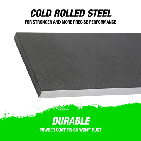 Close-up of 24 Inch Straight Edge For Machinists And Automotive Inspections Precision Ground To Point Zero Zero One Inch Cold Rolled Steel Tool with powder coat finish
