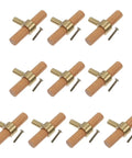 10 Pack Solid Wood Cabinet Door Handles Pulls With Single Hole Design Rustic Beech Wood And Brass Hardware Retro Wardrobe Drawer Pulls