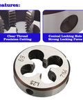 Close-up of M12 X 1.25 Metric Thread Tap And Die Set For Metal Fasteners highlighting clear thread cutting and locking hole features.