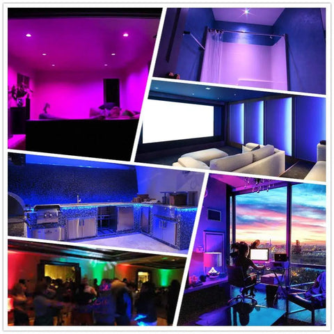 Pack of 10 LED Color Changing Recessed Downlight Kit with remote control creates vibrant lighting in various settings
