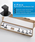 Opened box showing Matte Black Bathroom Hardware Set With 24 Inch And 12.2 Inch Towel Bars Four Piece Kit Stainless Steel Rustproof SUS304