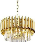 Modern Luxury Crystal Chandelier With Round Raindrop K9 Crystal, 4 Light Gold Hanging Fixture, gold and clear design