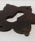 Side view of Star Shape Keyhole Cover Escutcheons 1.5 X 1.5 Inch Forged Brass 2 Pack, ideal for furniture restoration projects.
